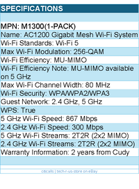 Cudy M1300(1-Pack) AC1200 Gigabit Mesh Wi-Fi System Retail