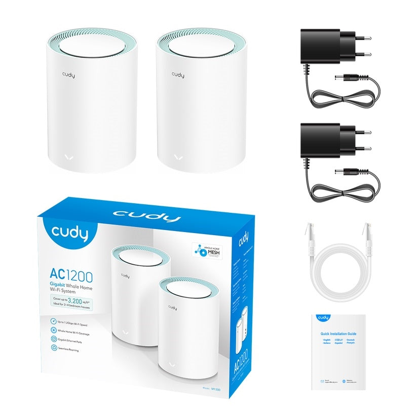 Cudy M1300(2-Pack) AC1200 Gigabit Mesh Wi-Fi System 2-Pack Retail