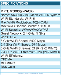 Cudy M3000(2-Pack) AX3000 2.5G Mesh Wi-Fi 6 System 2-Pack Retail