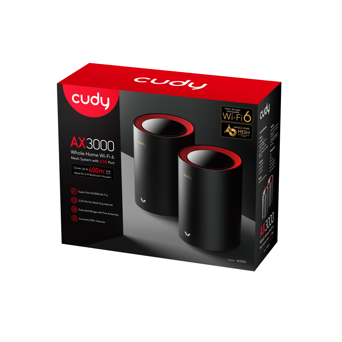 Cudy M3000(2-Pack) AX3000 2.5G Mesh Wi-Fi 6 System 2-Pack Retail