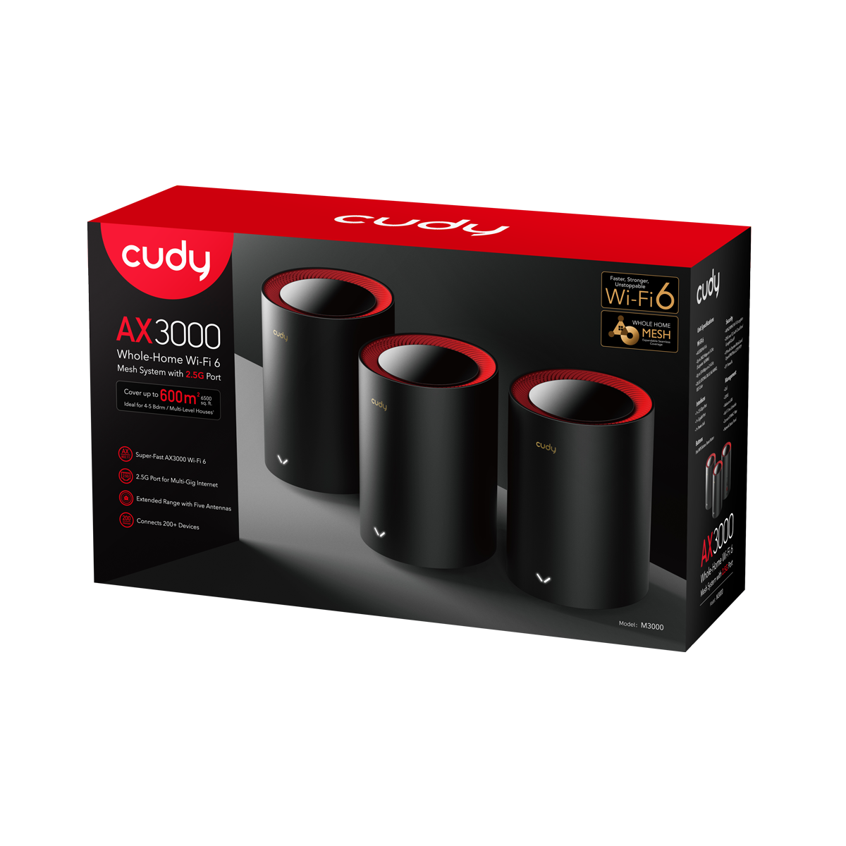 Cudy M3000(3-Pack) AX3000 2.5G Mesh Wi-Fi 6 System - 3-Pack Retail
