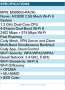 Cudy M3000(3-Pack) AX3000 2.5G Mesh Wi-Fi 6 System - 3-Pack Retail