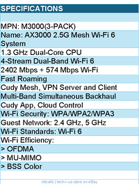 Cudy M3000(3-Pack) AX3000 2.5G Mesh Wi-Fi 6 System - 3-Pack Retail