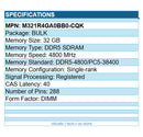 Samsung M321R4GA0BB0-CQK 32GB DDR5-4800/PC5-38400 CL40 Registered 288-PIN DIMM