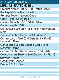 StarTech M45PATCH25BL 25 ft Blue Molded Cat5e UTP Patch Cable