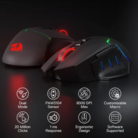 REDRAGON M690 PRO Wireless Gaming Mouse 8000 DPI, Rapid Fire Key 8 Macro Buttons