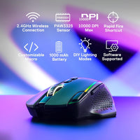 REDRAGON M810 Pro Wireless Gaming Mouse, 10000 DPI Wired/Wireless Gamer Mouse