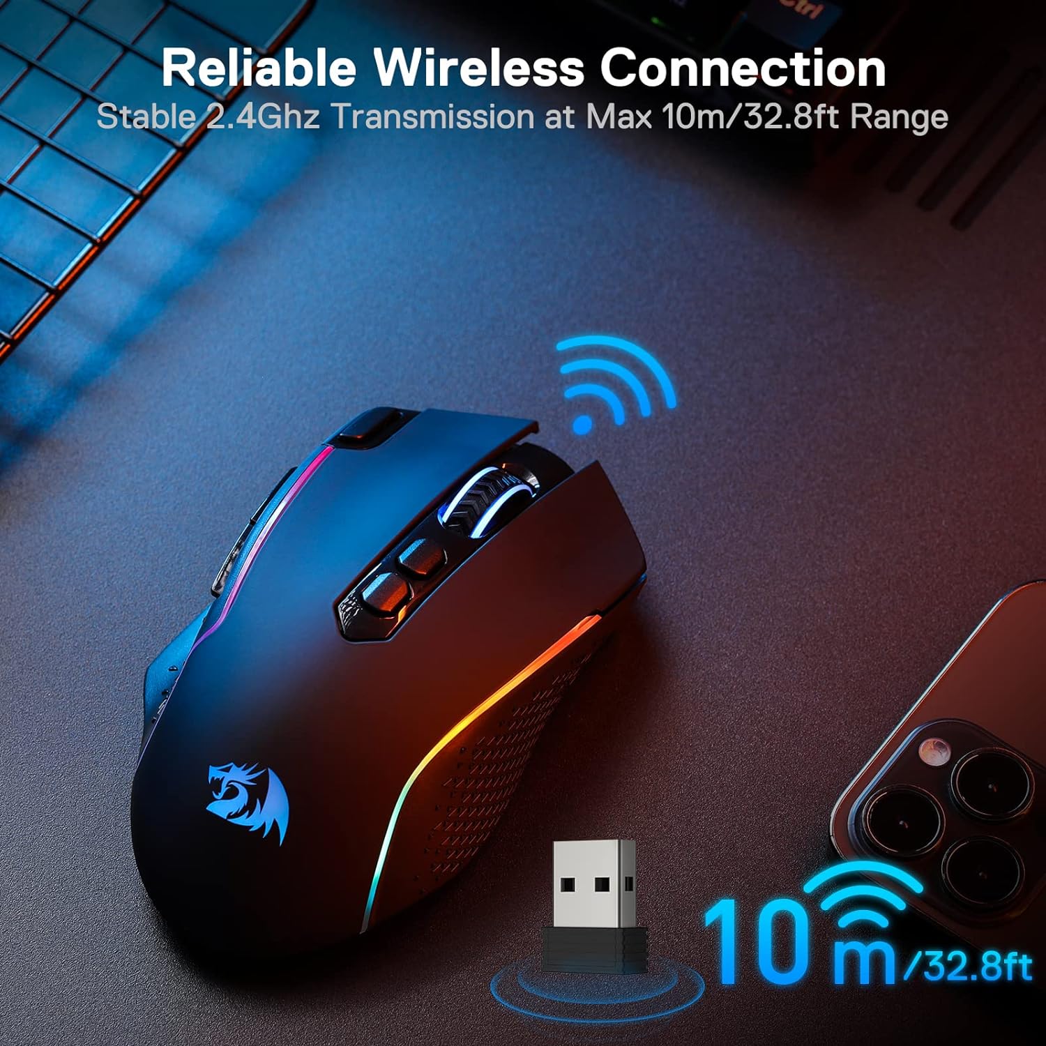 REDRAGON M810 Pro Wireless Gaming Mouse, 10000 DPI Wired/Wireless Gamer Mouse