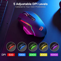 REDRAGON M810 Pro Wireless Gaming Mouse, 10000 DPI Wired/Wireless Gamer Mouse