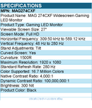 MSI MAG274CXF MAG 274CXF 27 inch Curved display Monitor 280Hz - 1920 x 1080