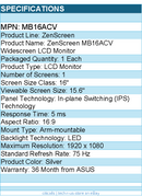 ASUS MB16ACV ZenScreen 16" Class LCD Monitor - 16:9 - Silver
