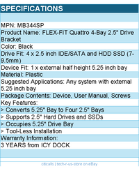 ICY DOCK MB344SP FLEX-FIT Quattro 4-Bay 2.5" Drive Bracket