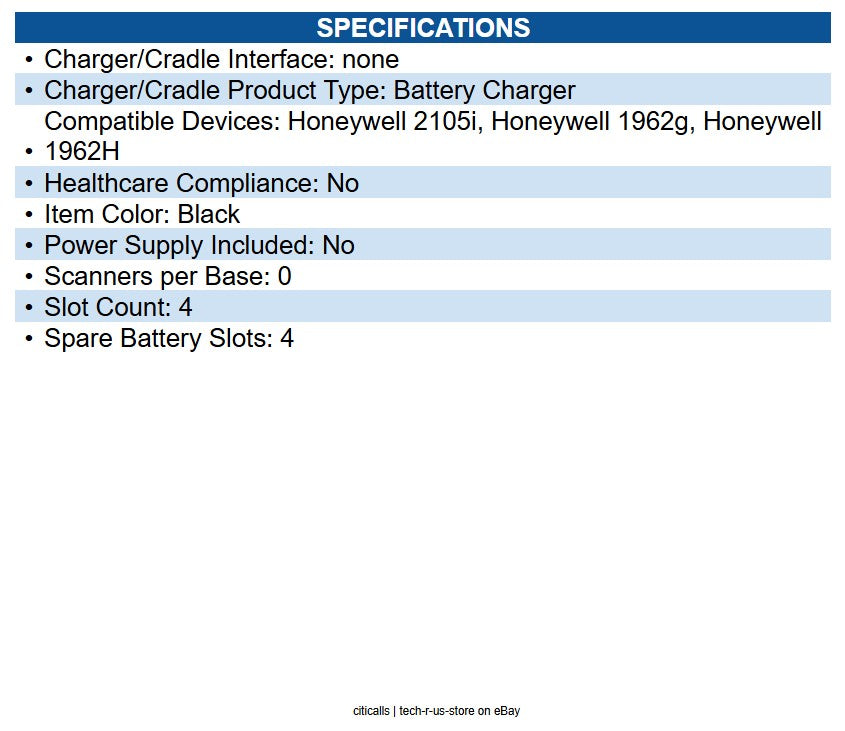 Honeywell MB4-BAT-SCN11NA Multi-Bay Battery Charger For Barcode Scanner