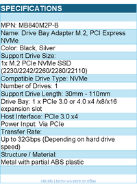ICY DOCK MB840M2P-B ToughArmor Drive Bay Adapter M.2, PCI Express NVMe