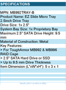 ICY DOCK MB992TRAY-B EZ Slide Micro Tray 2.5 Drive Tray for MB992 MB996 Series
