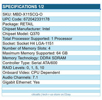 Supermicro MBD-X11SCQ-O Intel Q370 H4 LGA1151 Desktop 4x DDR4 6x SATA RAID G-ETH