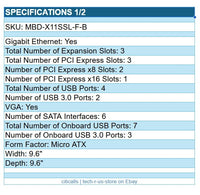 Supermicro MBD-X11SSL-F-B Intel C236 H4 LGA1151 Server Motherboard 4x DDR4 G-ETH