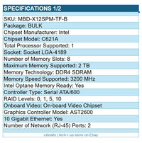 Supermicro MBD-X12SPM-TF-B Intel C621A LGA4189 Server 8x DDR4 10x SATA 10G-ETH