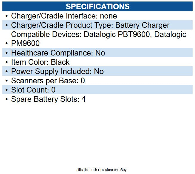Datalogic MC-P096-M4 Multi-Bay Battery Charger 4 - Proprietary Battery Size