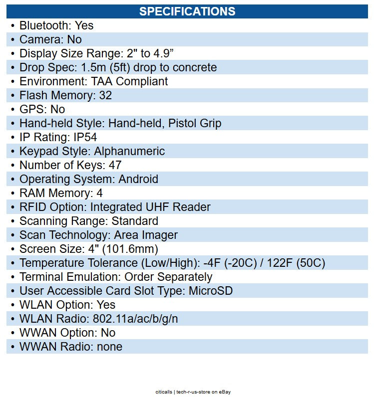 Zebra MC333U-GJ4EG4FT MC3330xR UHF RFID Handheld Terminal 1D, 2D - SE4770Scan