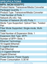 StarTech MCM10GSFP2 10GbE Multi-Gigabit SFP+ Fiber Media Converter