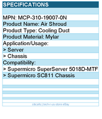 Supermicro MCP-310-19007-0N Accessory - X9 Mylar Air Shroud Brown Box