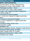 StarTech MDP2DPMF6IN Mini DisplayPort to DisplayPort Adapter, 4K x 2K Video