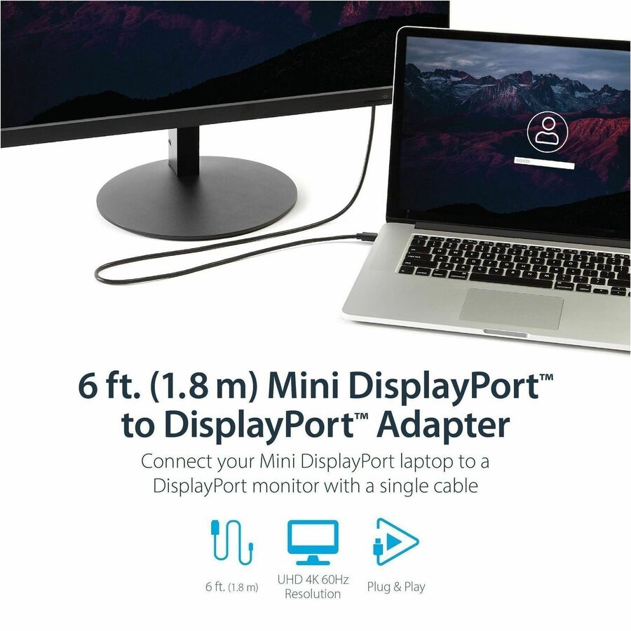 StarTech MDP2DPMM6 6 ft Mini DisplayPort to DisplayPort 1.2 Adapter Cable