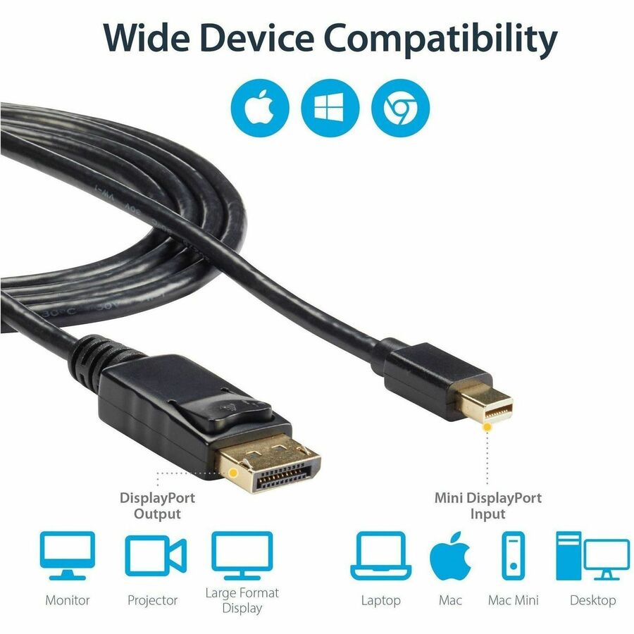 StarTech MDP2DPMM6 6 ft Mini DisplayPort to DisplayPort 1.2 Adapter Cable