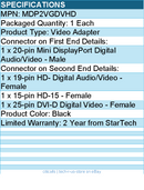 StarTech MDP2VGDVHD Mini DisplayPort Adapter - 3-in-1 - 1080p - Monitor Adapter