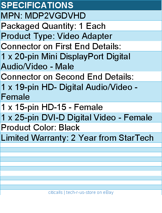 StarTech MDP2VGDVHD Mini DisplayPort Adapter - 3-in-1 - 1080p - Monitor Adapter