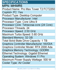 Dell MHWR5 Pro Max FCT2250 Desktop Computer - Intel Core Ultra 9 285