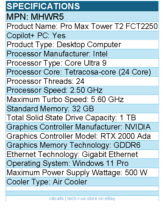 Dell MHWR5 Pro Max FCT2250 Desktop Computer - Intel Core Ultra 9 285
