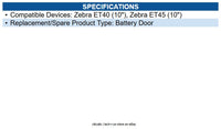Zebra MISC-ET4X-10BATCVR-01 ET4X 10" Spare Cover for Battery Housing
