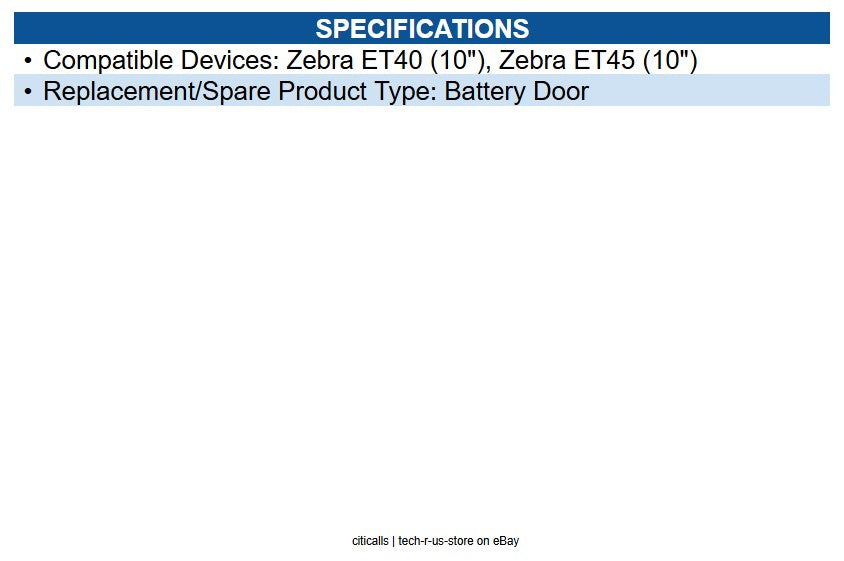 Zebra MISC-ET4X-PBTDS-01 ET4X 10" Portrait Mode Battery Cover