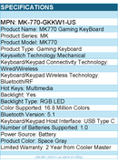 Cooler Master MK-770-GKKW1-US MK770 Gaming KeyBoard - Wired/Wireless