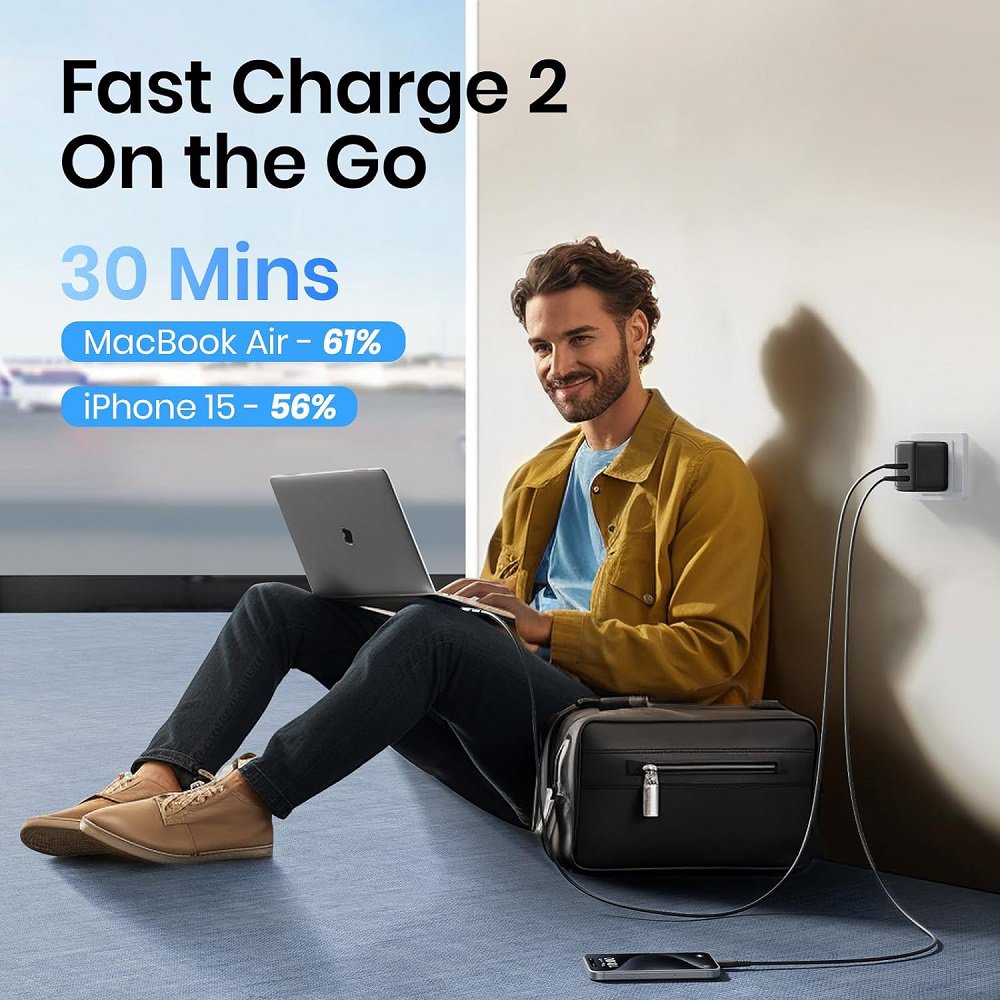 INIU MLO-I625 USB C Charger, 2-Port 65W GaN Charger, (USB-A+USB-C) Compact