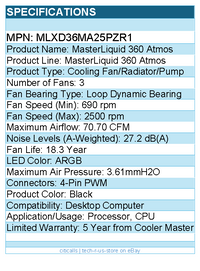 Cooler Master MLXD36MA25PZR1 MasterLiquid 360 Atmos - CPU Cooling