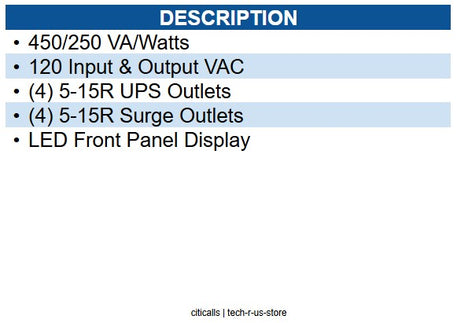 MINUTEMAN UPS MM-EN450G ENSPIRE-G STANDBY UPS 450VA 250 WATTS