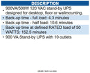 MINUTEMAN UPS MM-EN900LGU ENSPIRE 900VA 500 W STANDBY UPS