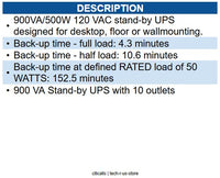 MINUTEMAN UPS MM-EN900LGU ENSPIRE 900VA 500 W STANDBY UPS
