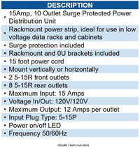MINUTEMAN UPS MM-OES1015HV 15 Amp- 10 Outlet Surge-Protected PDU
