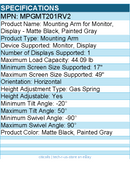 MSI MPGMT201RV2 Mounting Arm for Monitor, Display - Matte Black, Painted Gray