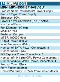 Cooler Master MPY-8501-SFHAGV-3U1 V850 850W Power Supply - Black