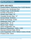 ASUS MQ149CD ZenScreen Duo 14" Class WUXGA OLED Monitor - 16:10 - Silver