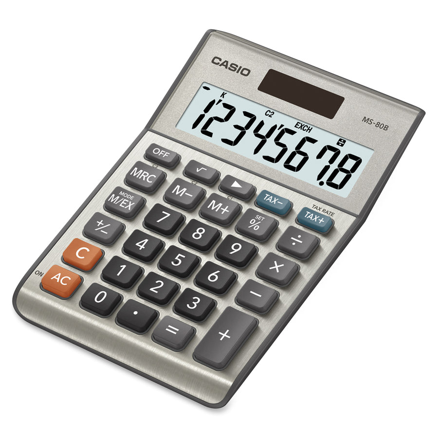 Casio MS80B Desktop Solar Tax Calculator - Battery, Solar Powered