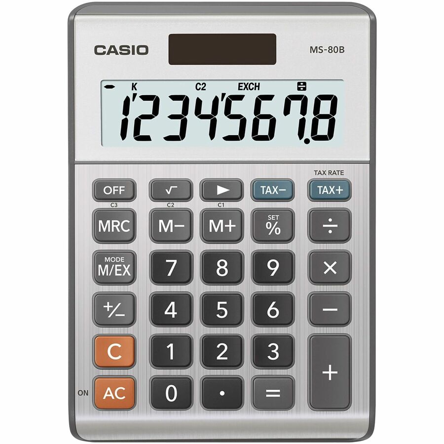 Casio MS80B Desktop Solar Tax Calculator - Battery, Solar Powered