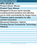 Codi MS3B-W Wireless Mouse - Optical resolution for silky smooth movement