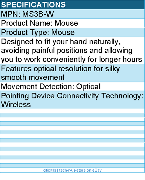 Codi MS3B-W Wireless Mouse - Optical resolution for silky smooth movement