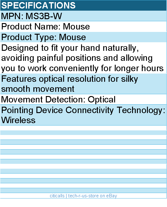 Codi MS3B-W Wireless Mouse - Optical resolution for silky smooth movement